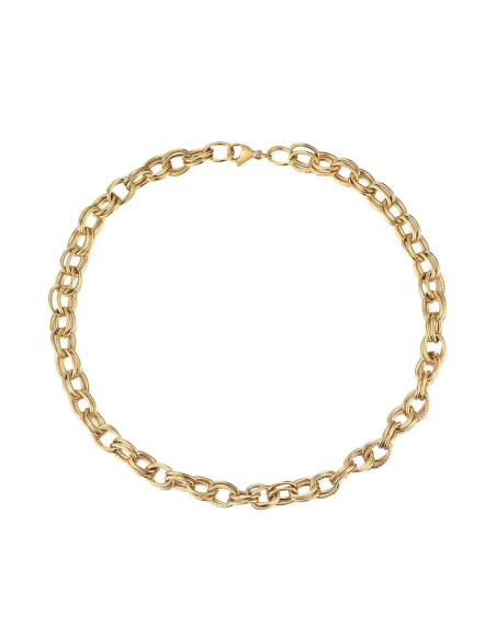 Collar Acero Eslabón Doble - 40 cm - Bañado Oro