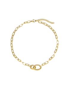 Collar Ovalado Acero - 38 + 5 cm - Bañado Oro 2