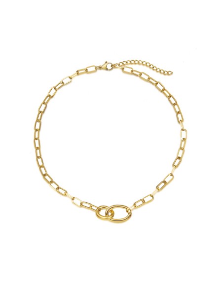 Collar Ovalado Acero - 38 + 5 cm - Bañado Oro