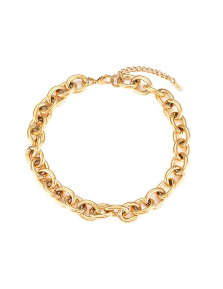 Collar Acero - Eslabon 16mm - 40+5 CM - Bañado Oro