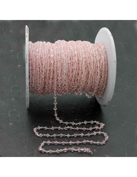 Cadena Rosario - Calcedonia Rosa - 1 metro