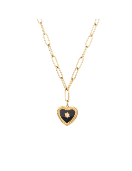 Collar Acero - Circonita - Corazon 15mm - 51+5 cm Collar Acero - Circonita - Corazon 15mm - 51+5 cm