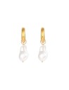 Pendientes Acero - Aro 22mm - Perla 16*22mm - Bañado Oro