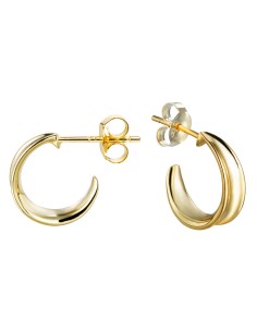 Pendientes Semi Aro - 14 mm - Bañado Oro y Plata Rodiada 2