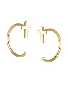Pendientes Cruz - 5.5 mm - Bañado Oro y Plata Rodiada 2