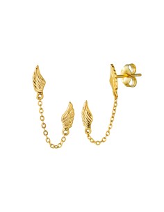 Pendientes Alas Cadena - 9 mm - Bañado Oro y Plata Rodiada 2