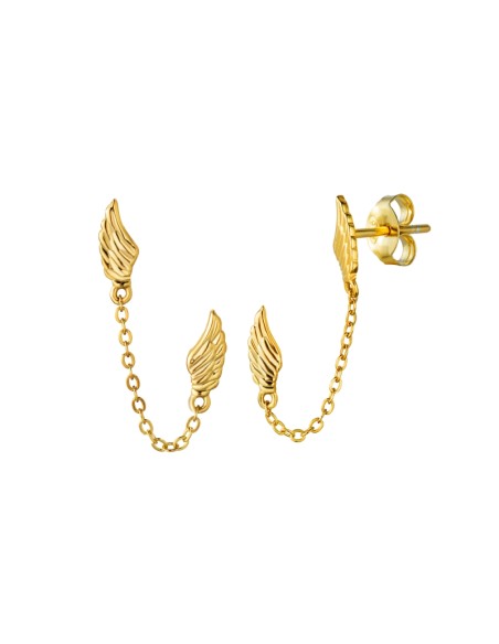 Pendientes Alas Cadena - 9 mm - Bañado Oro y Plata Rodiada Pendientes Alas Cadena - 9 mm - Bañado Oro y Plata Rodiada