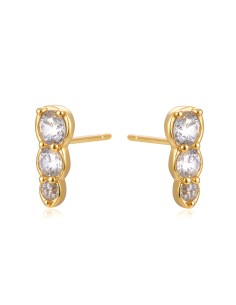 Pendientes Circonita - 3 CZ - Bañado Oro y Plata Rodiada 2