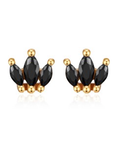 Pendientes Circonita - 3 CZ - Bañado Oro y Plata Rodiada 2