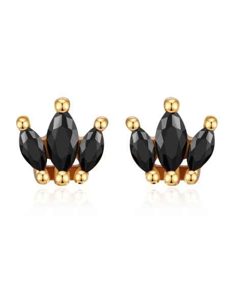 Pendientes Circonita - 3 CZ - Bañado Oro y Plata Rodiada