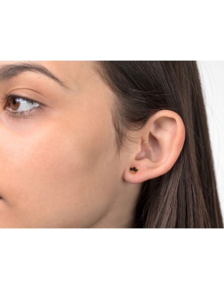 Pendientes Circonita - 3 CZ - Bañado Oro y Plata Rodiada