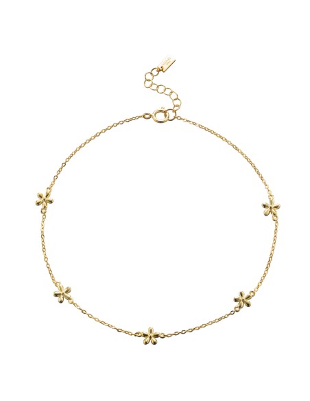 Tobillera Flor - 23+2 cm - Bañado Oro y Plata Rodiada