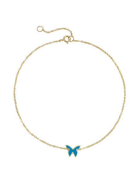 Tobillera Mariposa - Enamel Turquesa - 26 cm