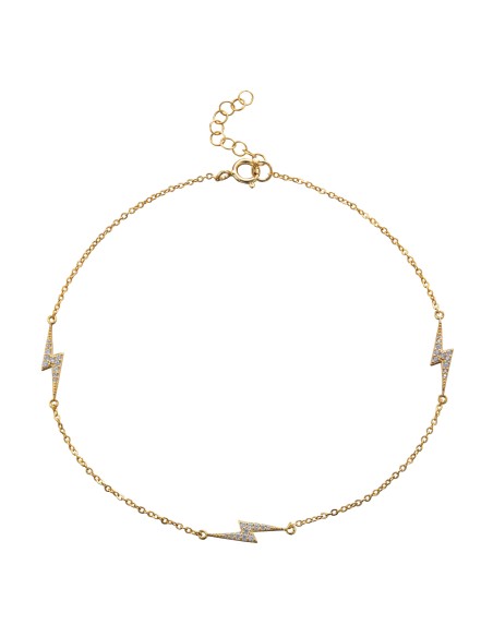 Tobillera Circonita - Rayo - 23+2 cm - Bañado Oro y Plata Rodiada