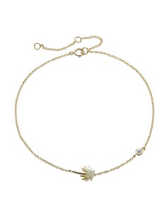 Tobillera Palmera - Circonita Blanca - 27 cm - Bañado Oro y Plata Rodiada 2