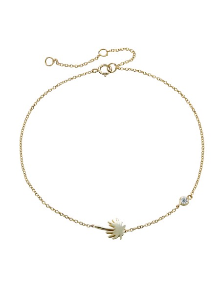 Tobillera Palmera - Circonita Blanca - 27 cm - Bañado Oro y Plata Rodiada