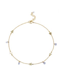 Tobillera Estrella - Circonita Blanca - 27 cm - Bañado Oro y Plata Rodiada 2