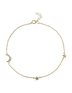 Tobillera Luna Estrella - 24+2 cm - Baño en Oro y Plata Rodiada 2