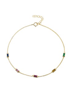 Tobillera Circonita Multi - 23+2 cm - Bañado Oro y Plata Rodiada 2