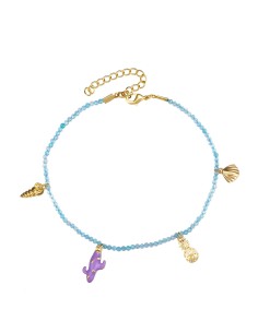 Tobillera Charm Bronce - Mineral - Enamel - 20+5cm - Bañado Oro 2