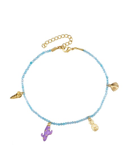 Tobillera Charm Bronce - Mineral - Enamel - 20+5cm - Bañado Oro