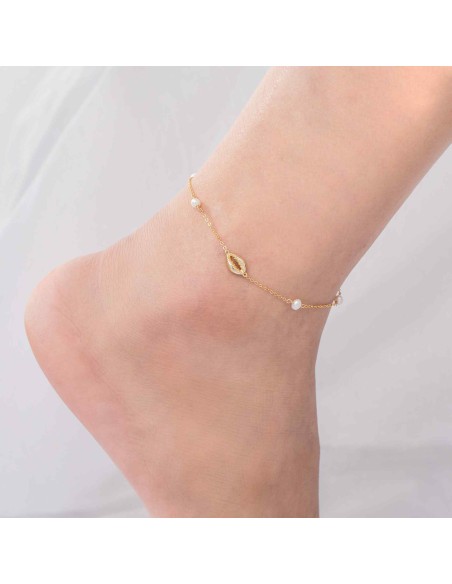 Tobillera Concha Perla - 21+4 cm