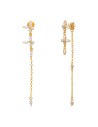 Pendientes Mariposa Cadena Circonita - 59 mm - Bañado Oro y Plata Rodiada