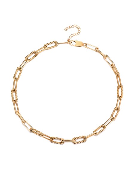 Collar Acero Eslabón Trenzado - 39+5cm