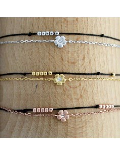 Pulsera Circonita y Hilo - Flor 5mm 2