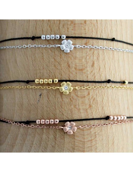 Pulsera Circonita y Hilo - Flor 5mm
