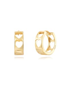 Pendientes Aro - Corazon - 13 mm - Bañado Oro y Plata Rodiada 2