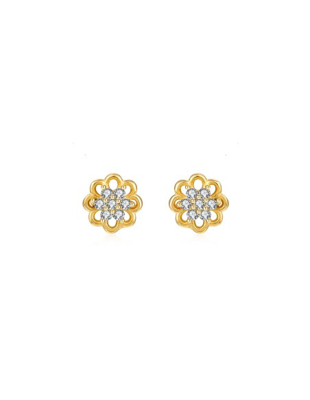 Pendientes Circonita - Flor 6mm - Bañado Oro y Plata Rodiada Pendientes Circonita - Flor 6mm - Bañado Oro y Plata Rodiada