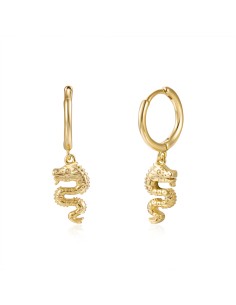 Pendientes Dragón - 11 + 11 mm - Bañado Oro y Plata Rodiada 2