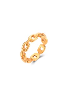 Anillo Acero - Enlace - Bañado Oro 2