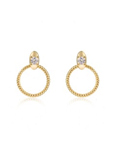 Pendientes Circonita - Circle 15*11 mm - Bañado Oro y Plata Rodiada 2