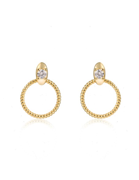 Pendientes Circonita - Circle 15*11 mm - Bañado Oro y Plata Rodiada