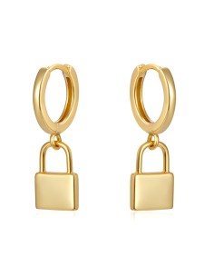 Pendientes Candado - 11*7 mm - Baño en Oro de 18k y Plata Rodiada 2