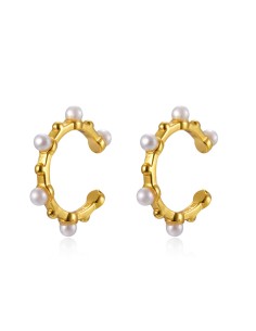 Pendientes Perlas - Earcuff 15mm - Bañado Oro y Plata Rodiada 2