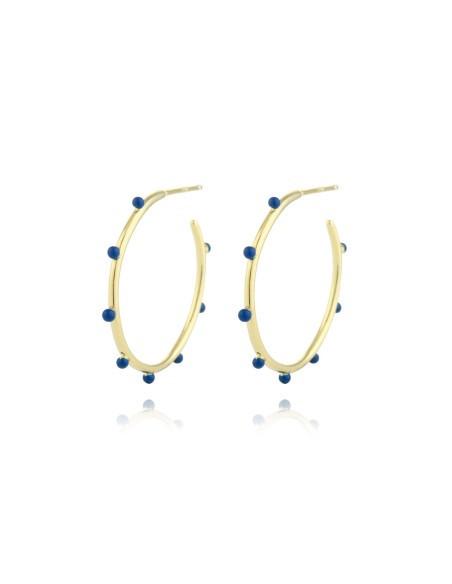 Pendiente 25mm Mineral Bañado Oro y Plata Rodiada