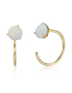 Pendiente Mineral Opalo 14mm 5mm Bañado Oro y Plata Rodiada 2