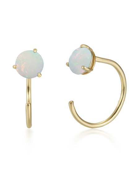 Pendiente Mineral Opalo 14mm 5mm Bañado Oro y Plata Rodiada