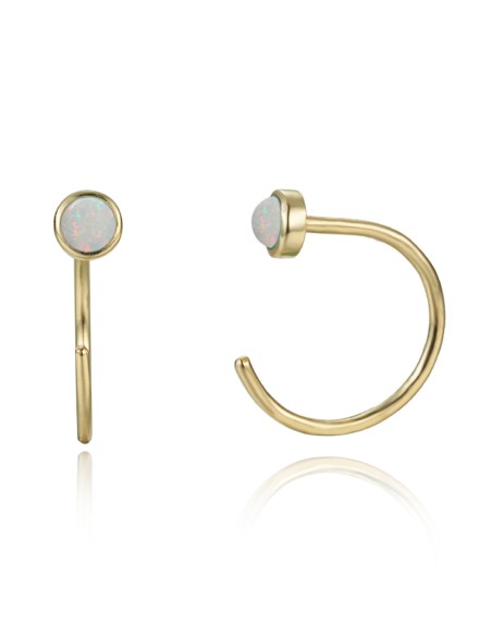 Pendiente Mineral Opalo 12mm 3mm Bañado Oro y Plata Rodiada