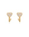 Pendientes Clave - Circonita - 6 * 3 mm - Plata Bañado Oro y Plata Rodiada