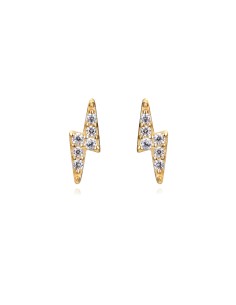 Pendientes Rayo - Circonita - 7 * 2,5 mm - Plata Bañado Oro y Plata Rodiada 2