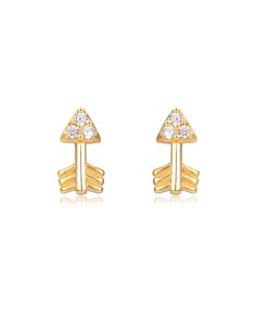 Pendientes Flecha - Circonita - 6 * 3 mm - Plata Bañado Oro y Plata Rodiada 2