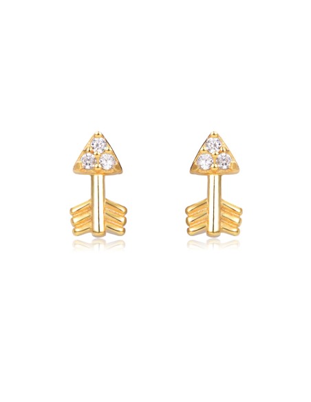 Pendientes Flecha - Circonita - 6 * 3 mm - Plata Bañado Oro y Plata Rodiada Pendientes Flecha - Circonita - 6 * 3 mm - Plata Bañado Oro y Plata Rodiada