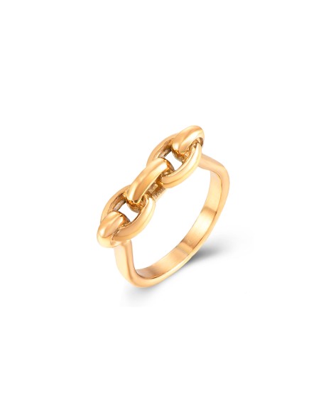 Anillo Acero - Enlace - Bañado Oro