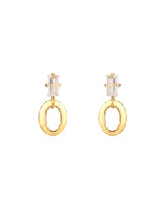 Pendientes Oval - Circonita - 16 mm - Bañado Oro y Plata Rodiada 2