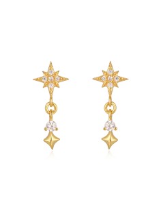 Pendientes Estrella - Circonita - 17mm - Bañado Oro y Plata Rodiada 2