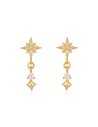 Pendientes Estrella - Circonita - 17mm - Bañado Oro y Plata Rodiada